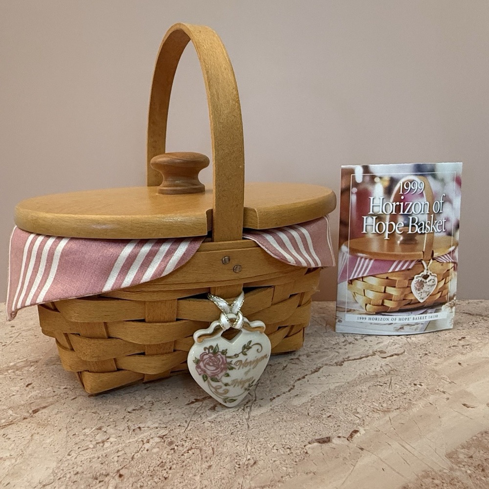 Longaberger 1999 Horizon of Hope Basket Lid Tie-On Liner Protector & Paper 14105